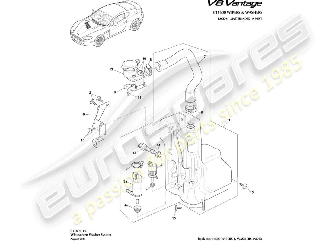 aston martin v8 vantage (2018) washer bottle part diagram