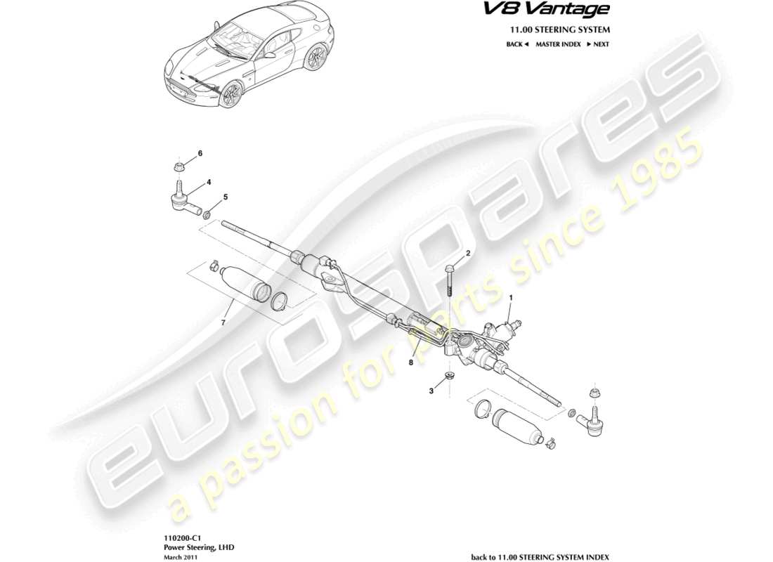 aston martin v8 vantage (2015) power steering, lhd part diagram