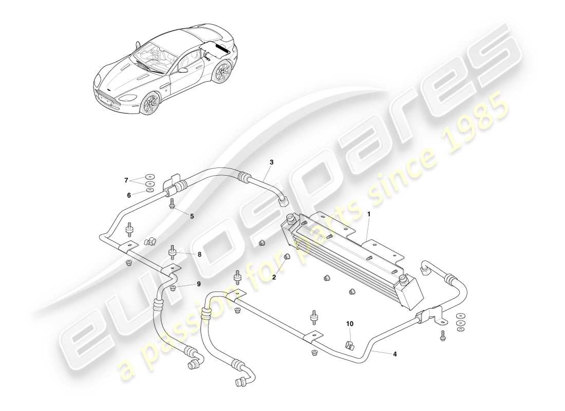 a part diagram from the aston martin v8 vantage parts catalogue
