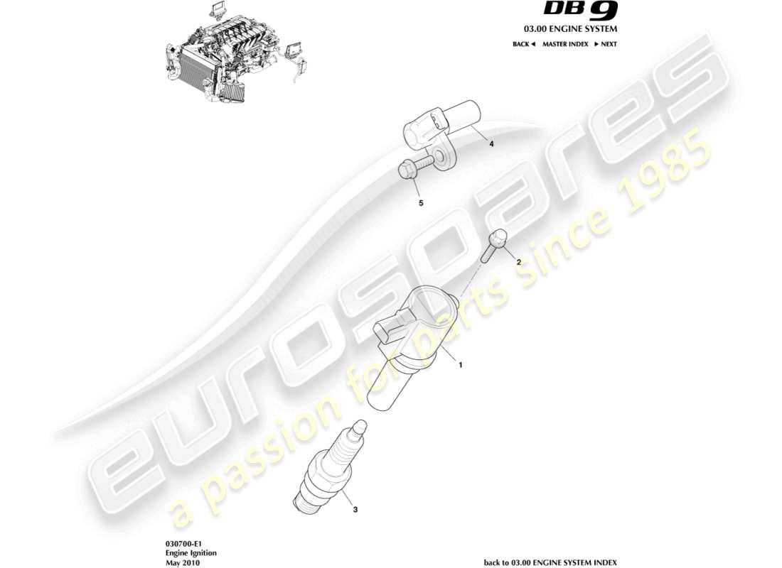 a part diagram from the aston martin db9 (2007) parts catalogue