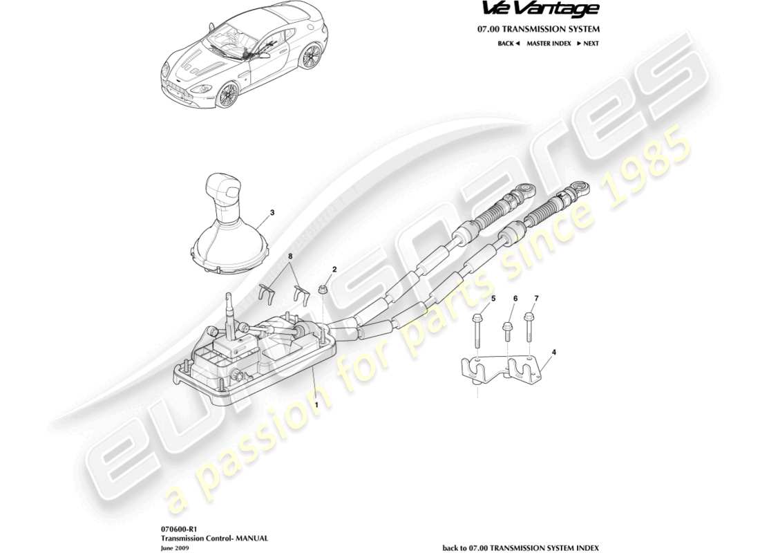 a part diagram from the aston martin v12 vantage parts catalogue