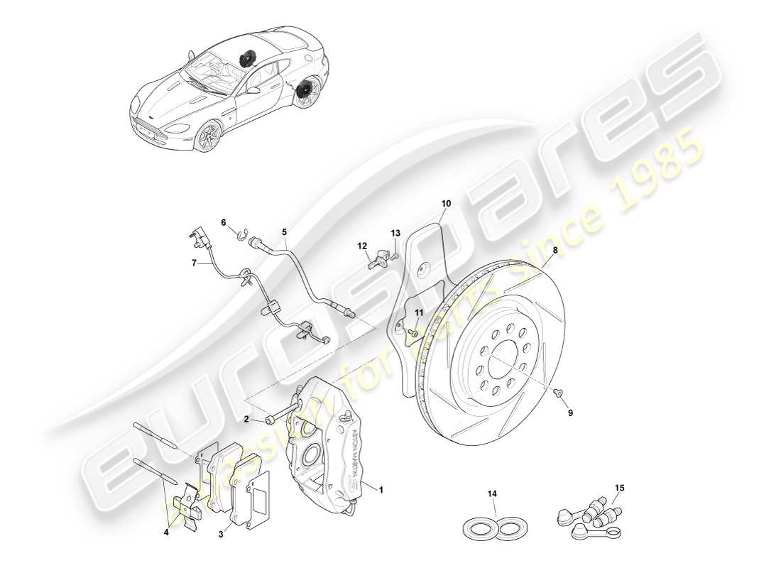VIEW PARTS DIAGRAMS FROM THE ASTON MARTIN V8 VANTAGE PARTS CATALOGUE a part diagram from the aston martin v8 vantage parts catalogue