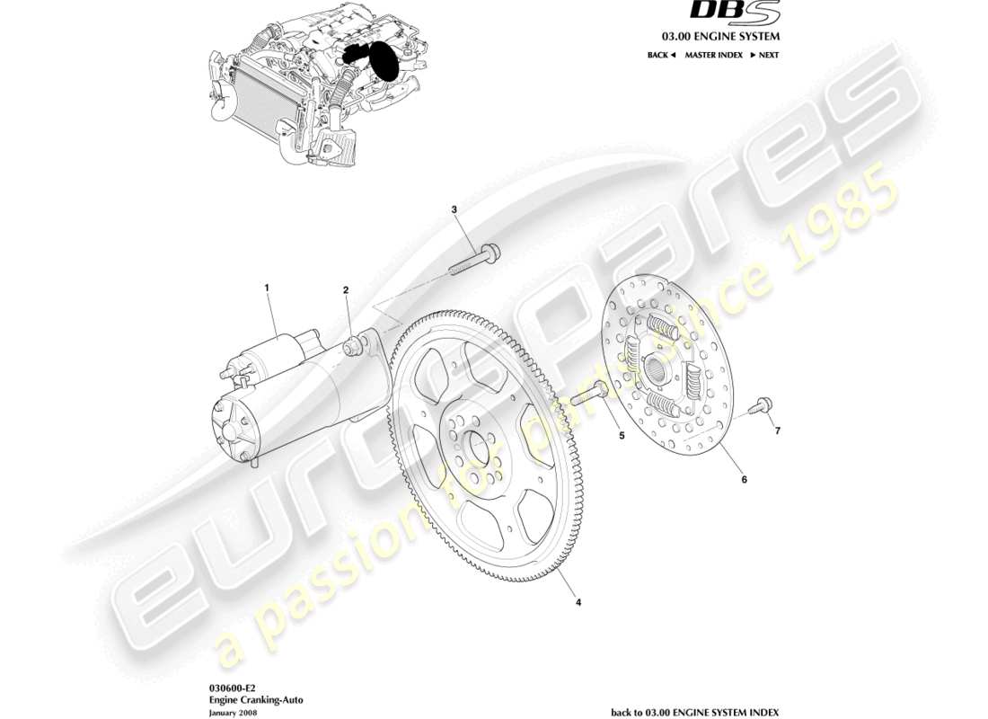 a part diagram from the aston martin dbs (2012) parts catalogue