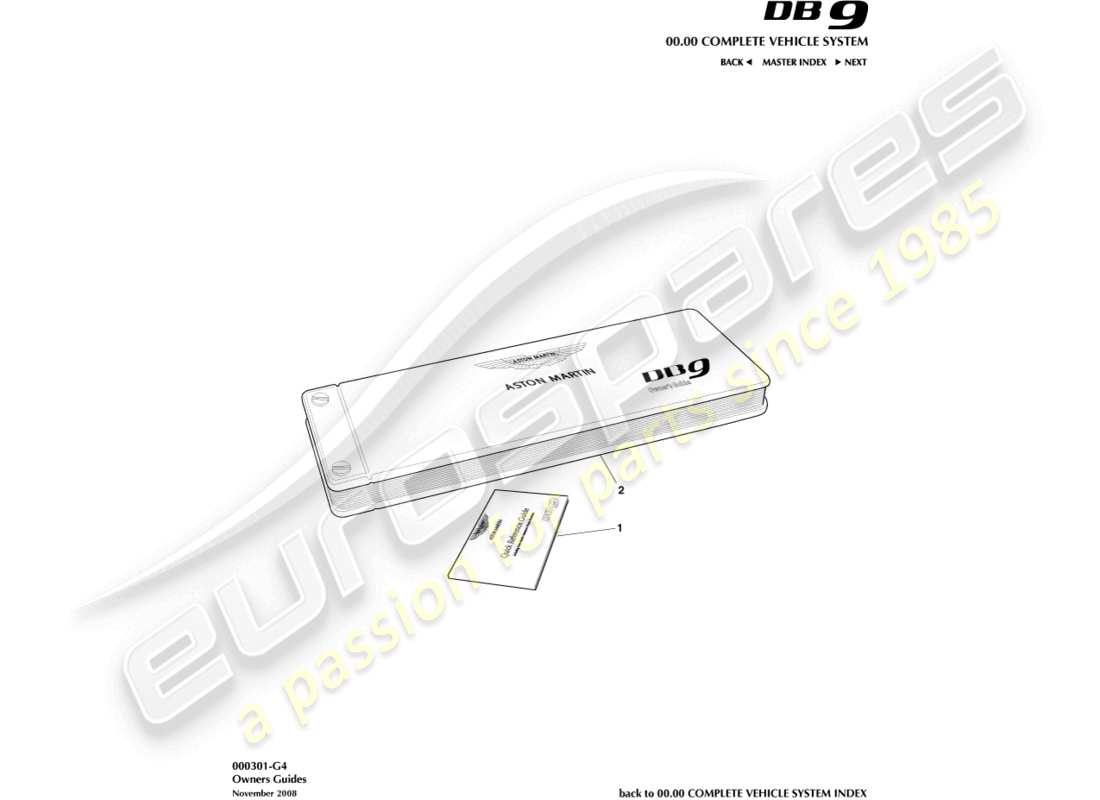 a part diagram from the Aston Martin DB9 (2007) parts catalogue