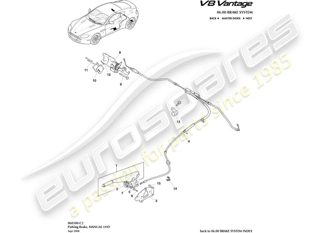 a part diagram from the aston martin vantage gt8 parts catalogue