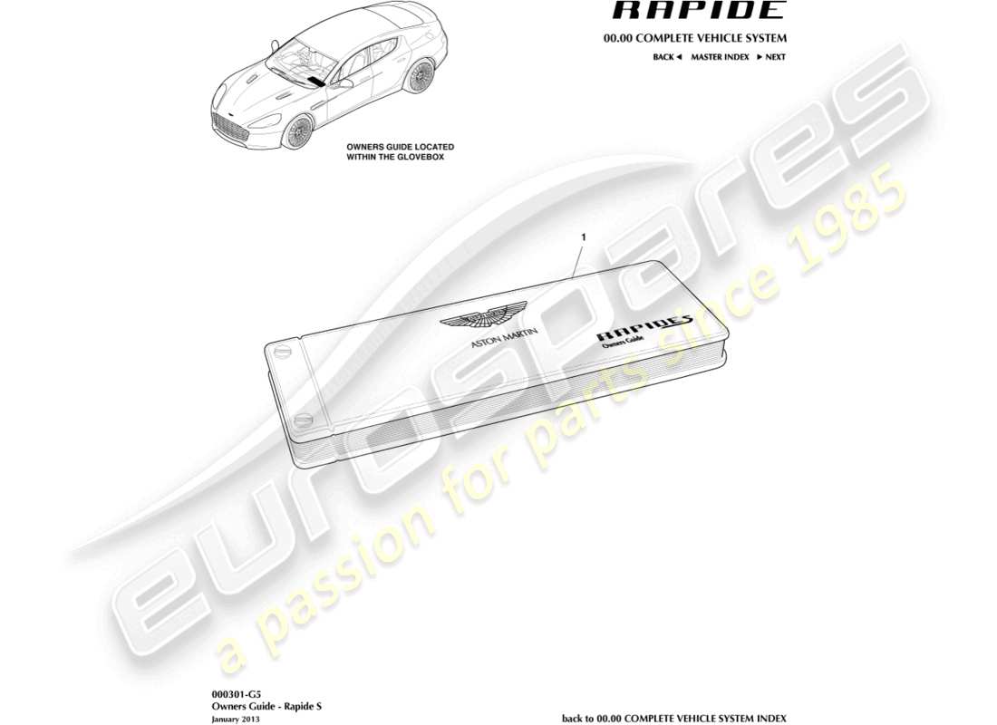 a part diagram from the aston martin rapide (2014) parts catalogue