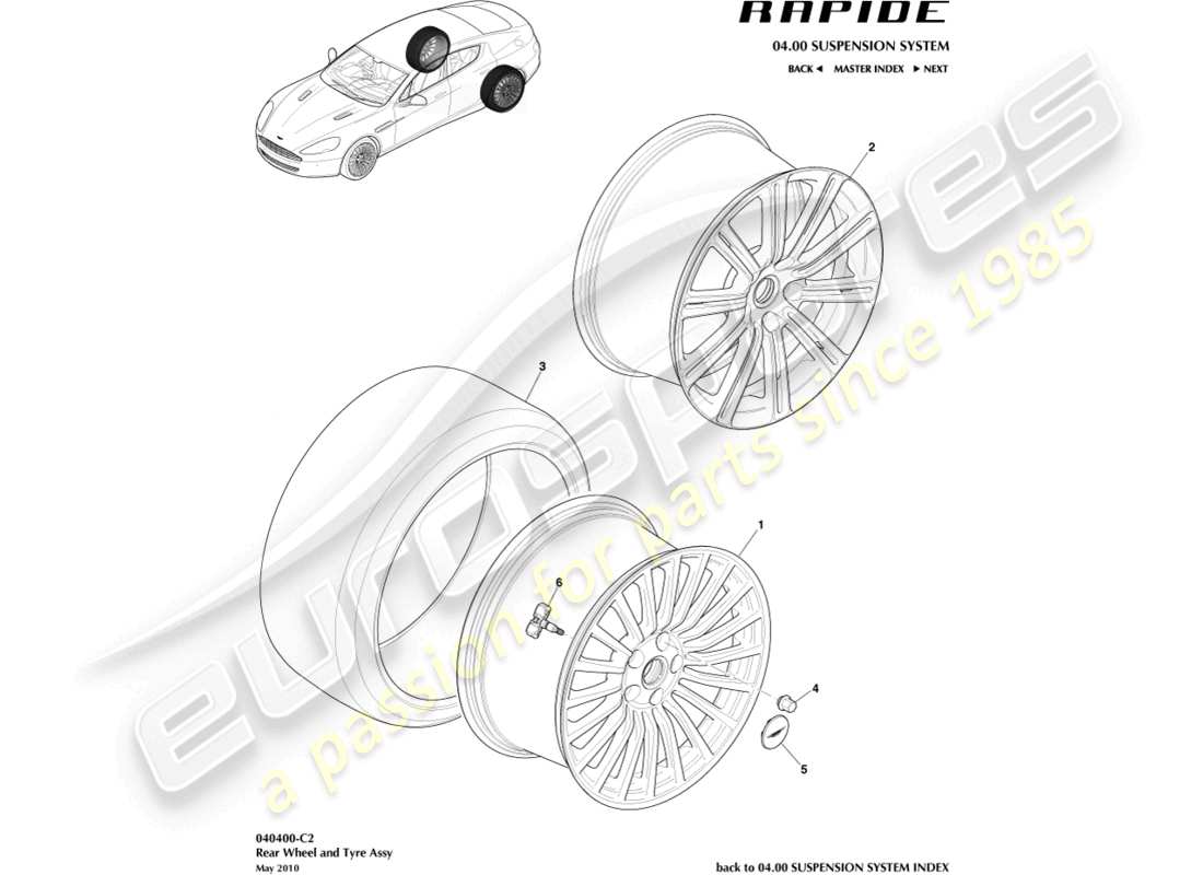 aston martin rapide (2017) wheel & tyres, rear to 13my part diagram