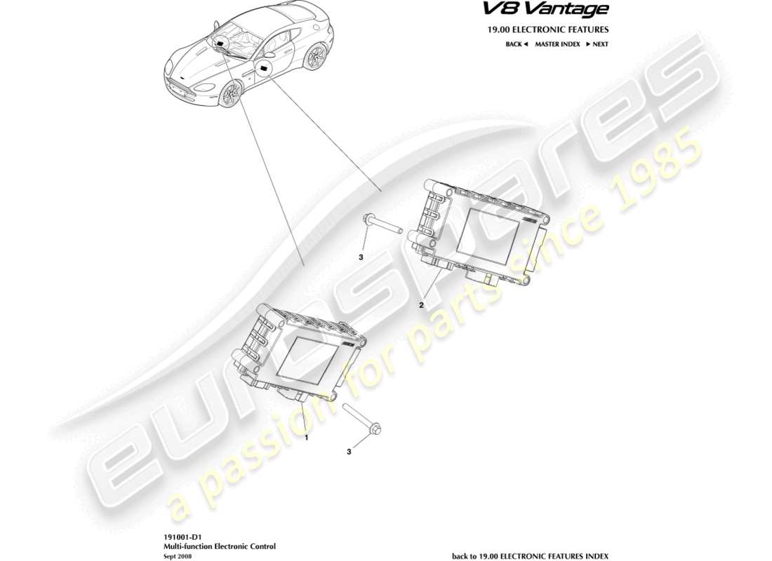 aston martin v8 vantage (2015) multi-function control part diagram