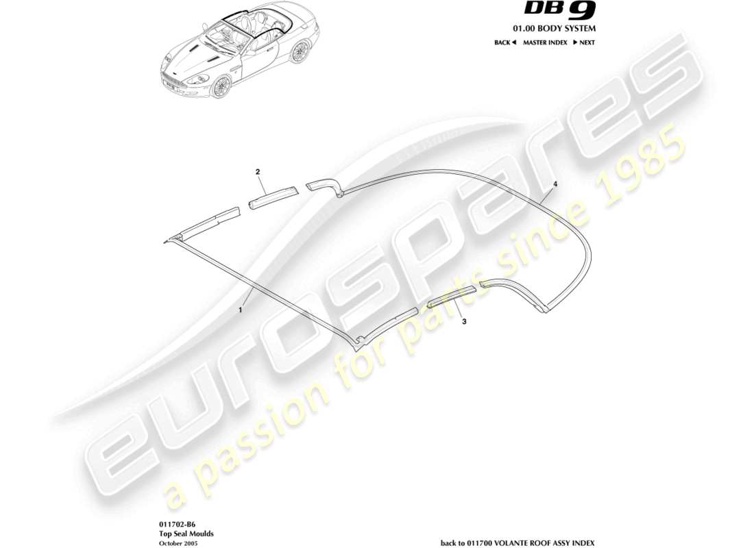 a part diagram from the aston martin db9 (2004) parts catalogue