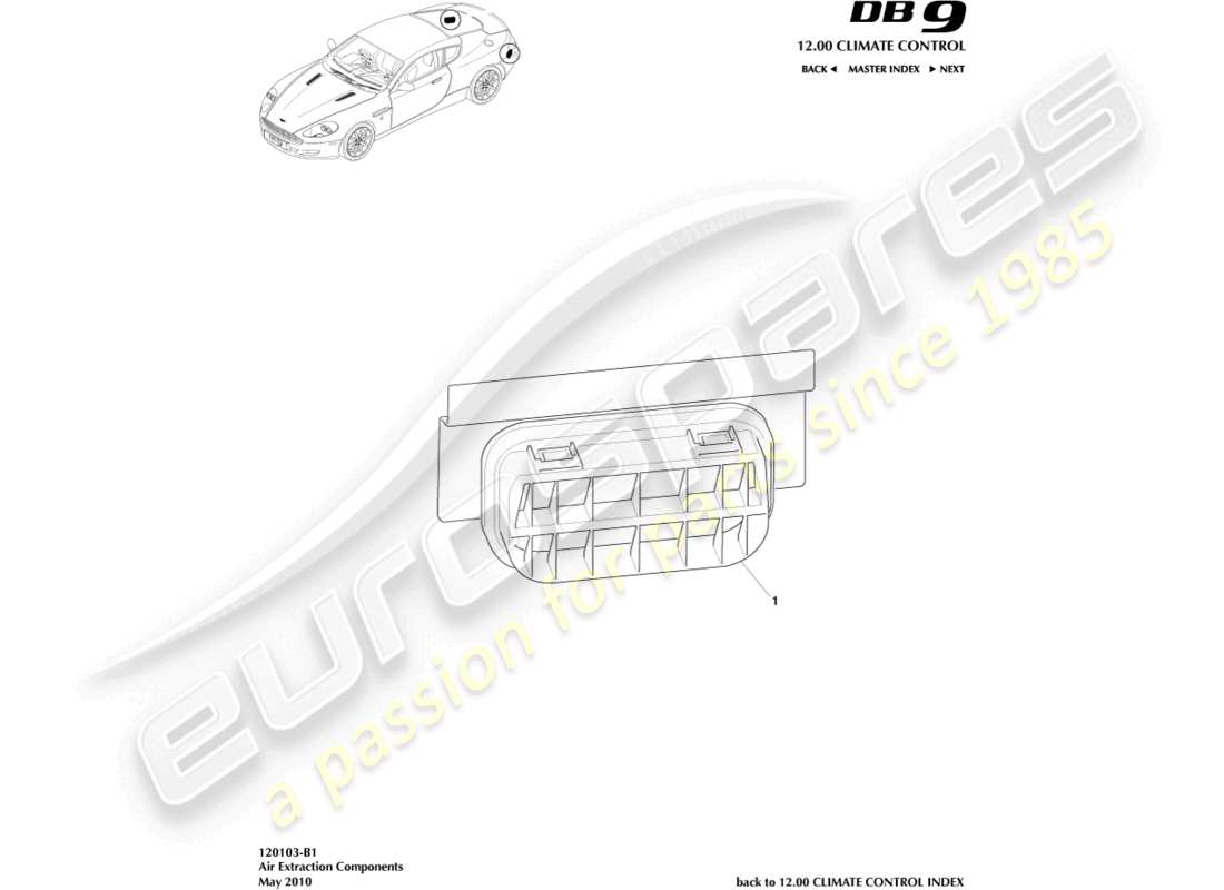 a part diagram from the aston martin db9 (2009) parts catalogue