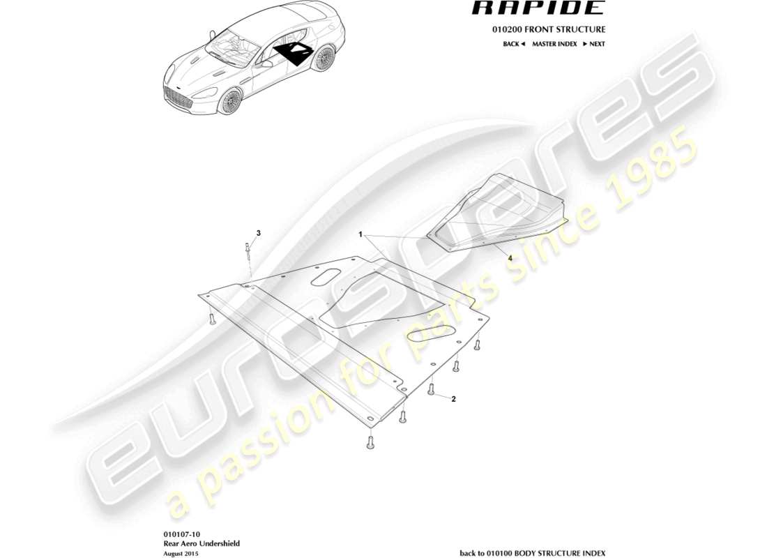 aston martin rapide (2017) rear undershield part diagram