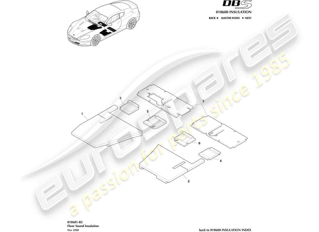 a part diagram from the aston martin dbs (2013) parts catalogue