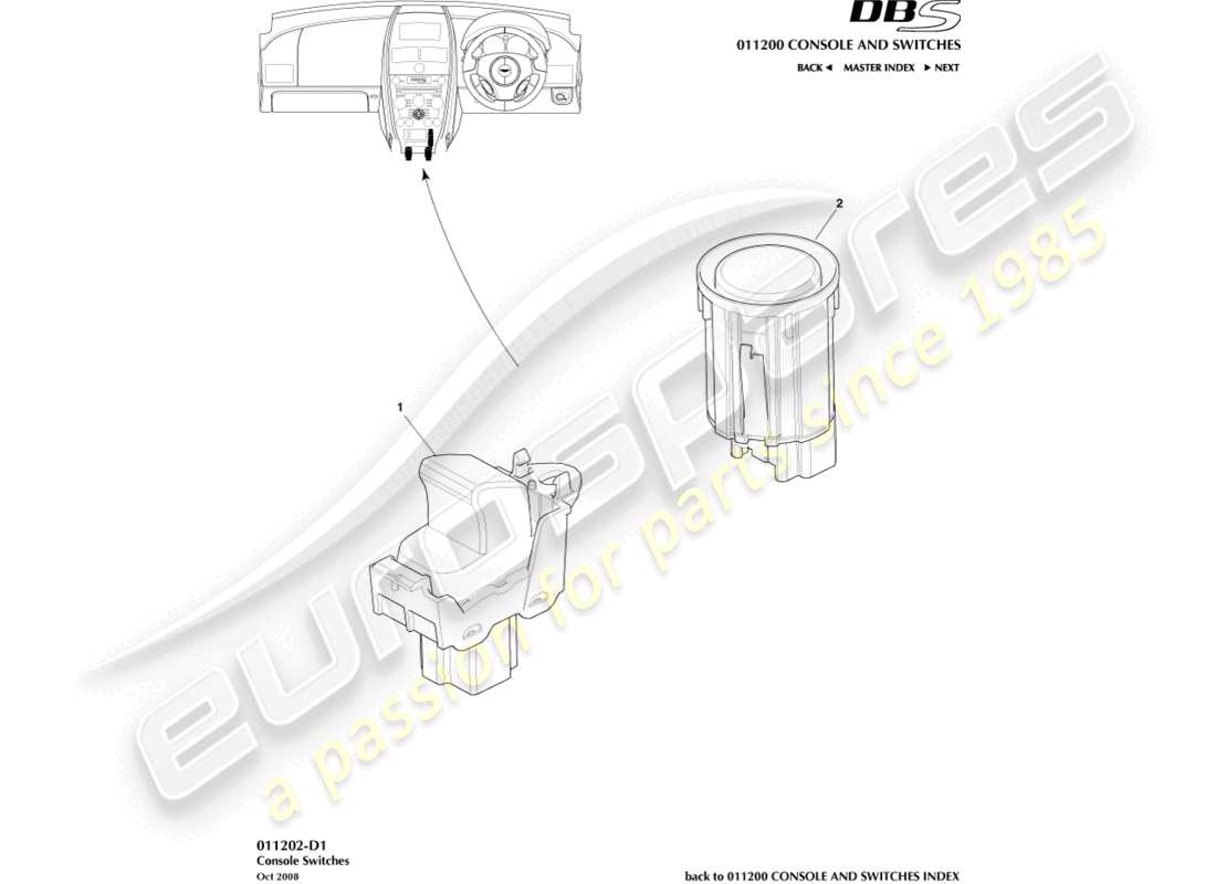 a part diagram from the aston martin dbs (2007) parts catalogue