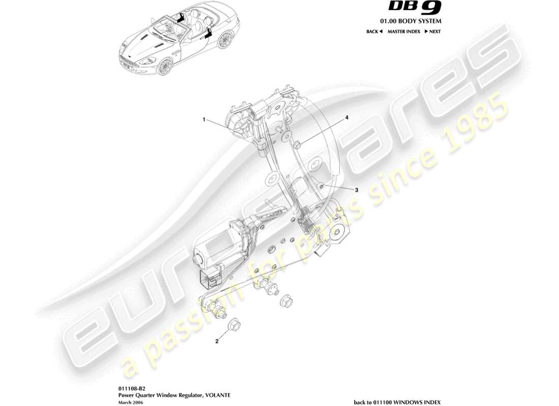 a part diagram from the Aston Martin DB9 (2006) parts catalogue