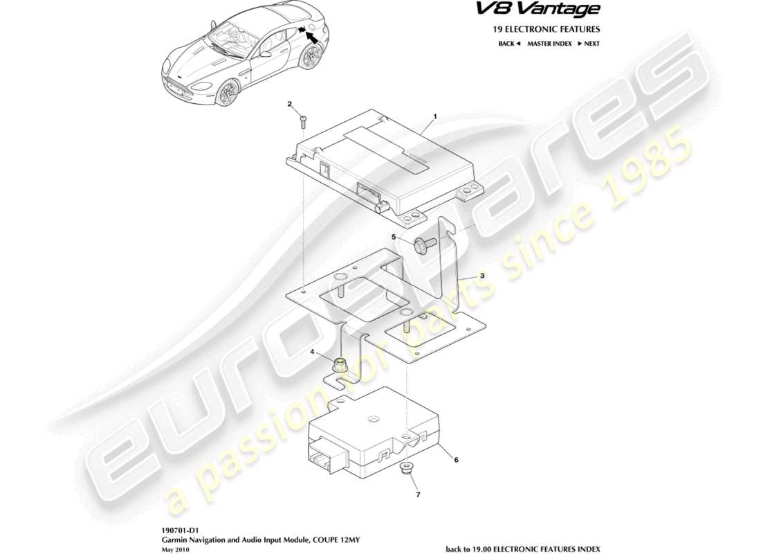 a part diagram from the Aston Martin V8 Vantage (2006) parts catalogue