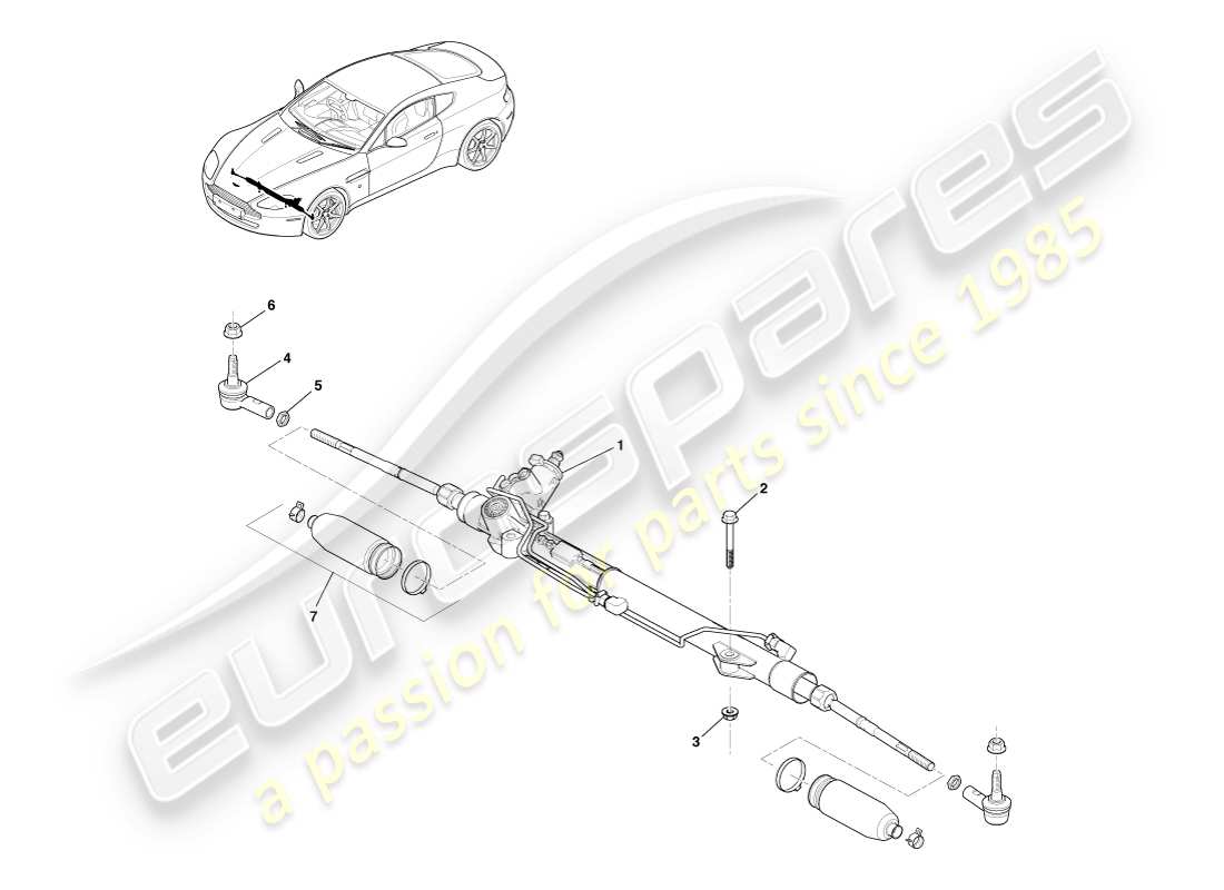 a part diagram from the aston martin v8 vantage parts catalogue