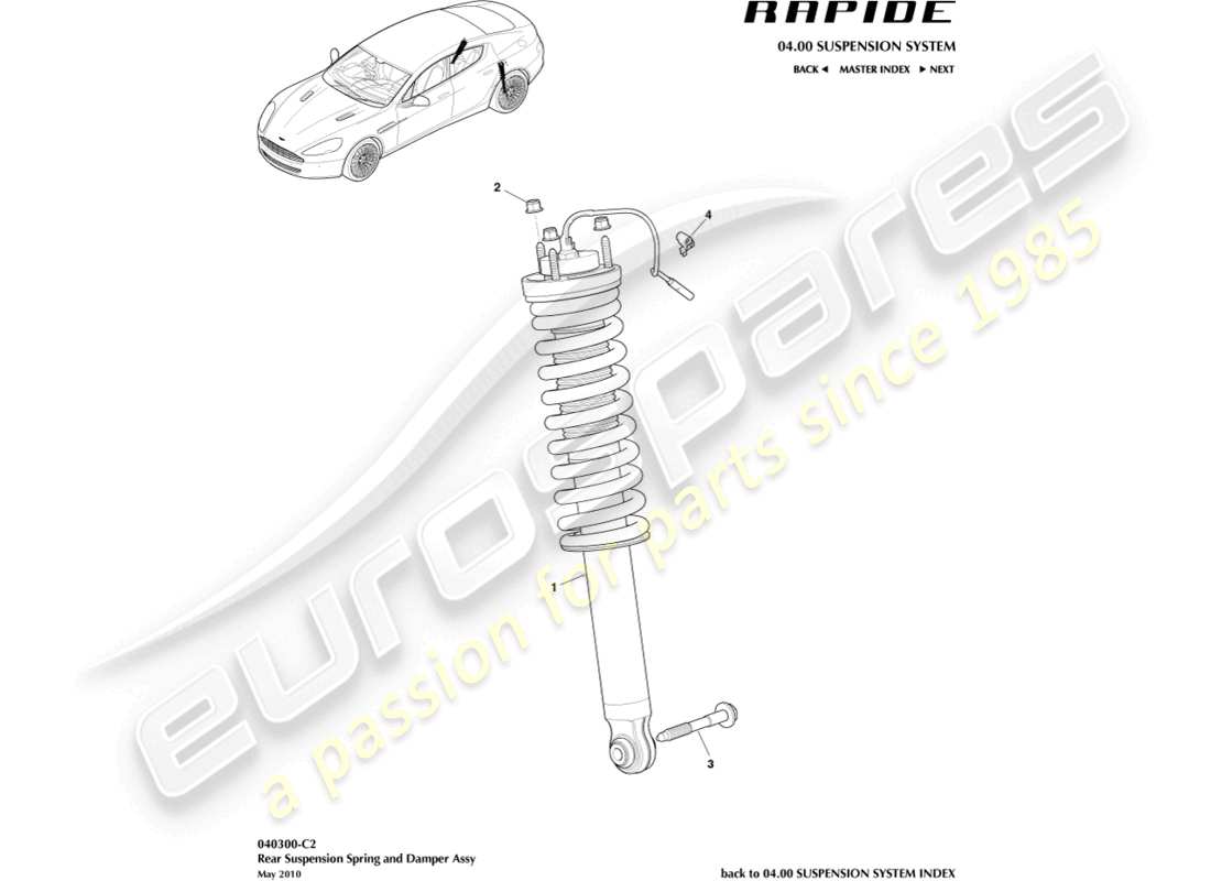 aston martin rapide (2010) rear spring & damper part diagram