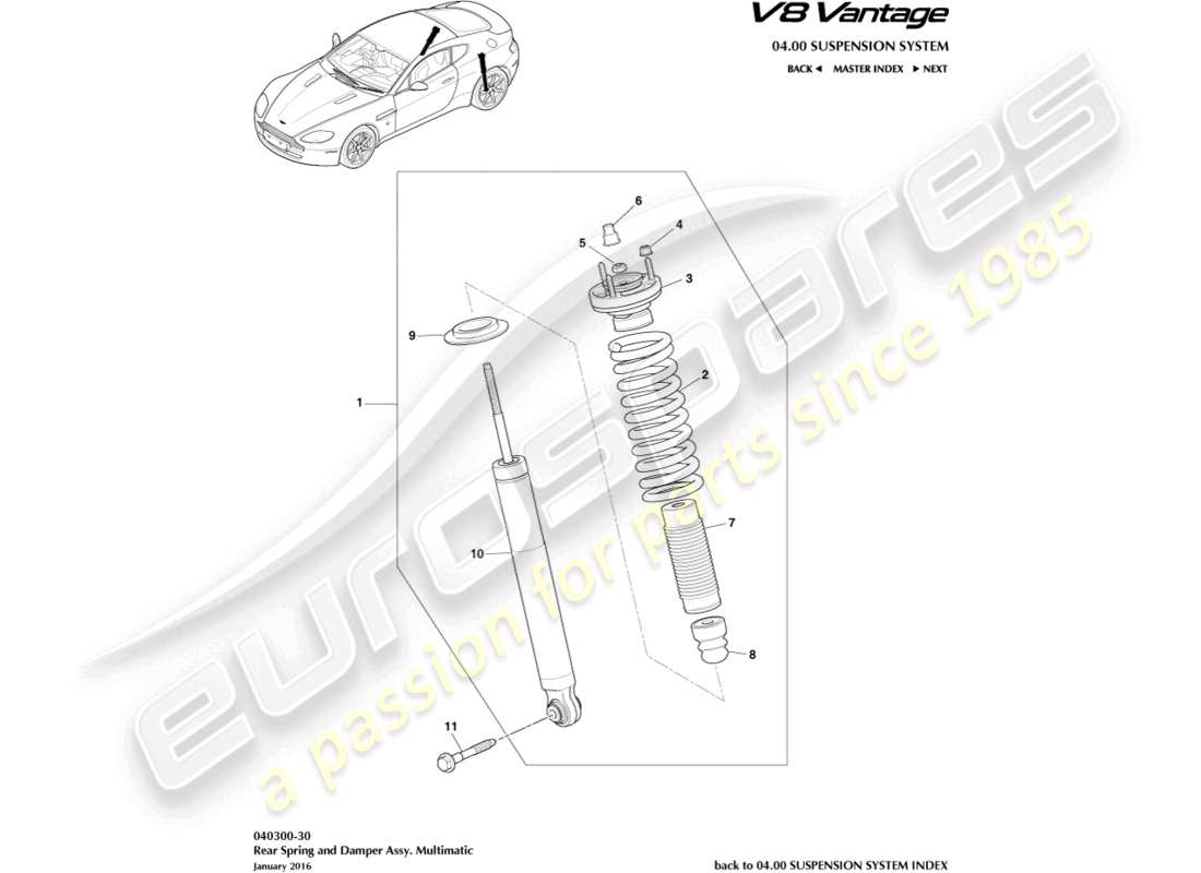 aston martin v8 vantage (2018) rear spring & damper, multimatic part diagram