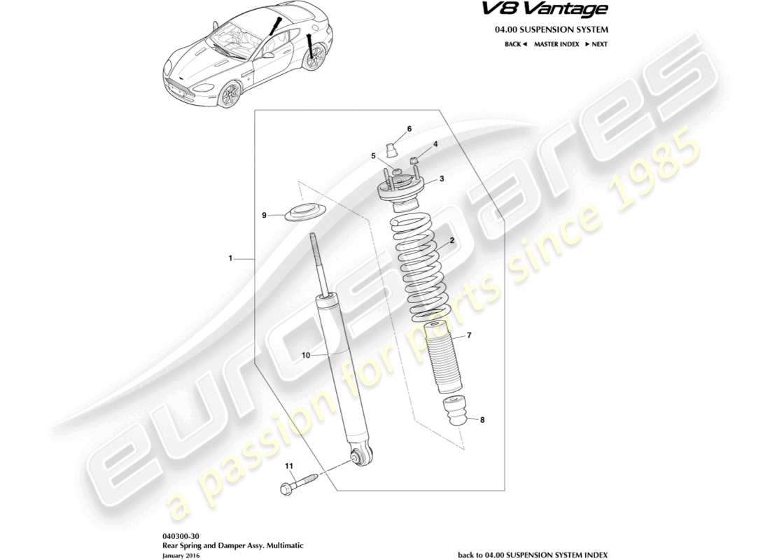 aston martin v8 vantage (2017) rear spring & damper, multimatic part diagram