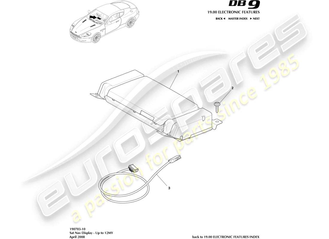 a part diagram from the aston martin db9 (2010) parts catalogue