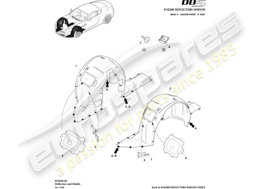 a part diagram from the aston martin dbs (2009) parts catalogue