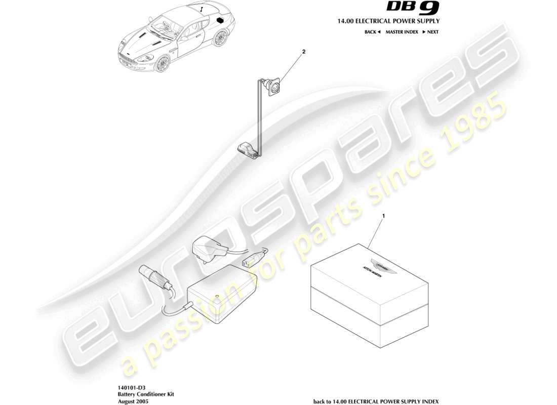 a part diagram from the aston martin db9 (2007) parts catalogue