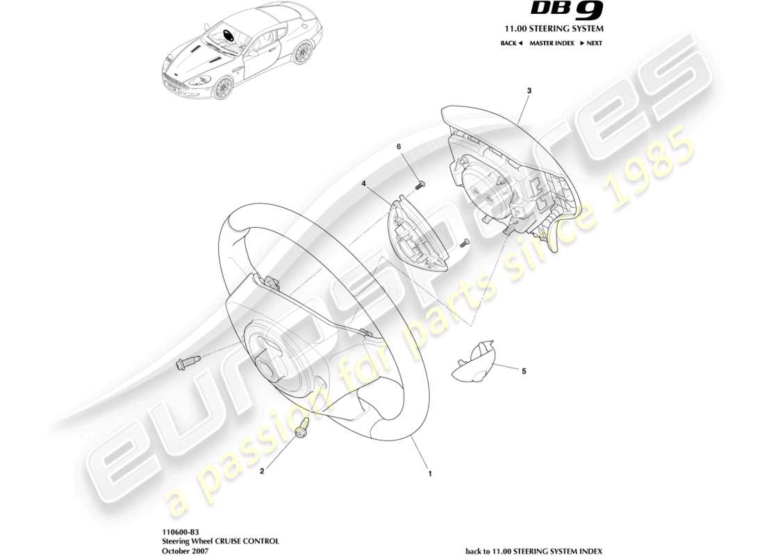 a part diagram from the Aston Martin DB9 (2010) parts catalogue