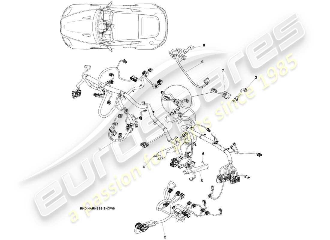 a part diagram from the aston martin v8 vantage (2005) parts catalogue