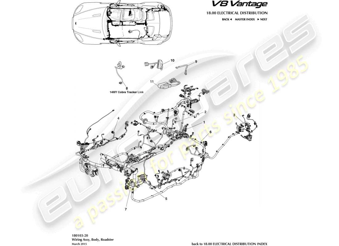 a part diagram from the aston martin v8 vantage parts catalogue