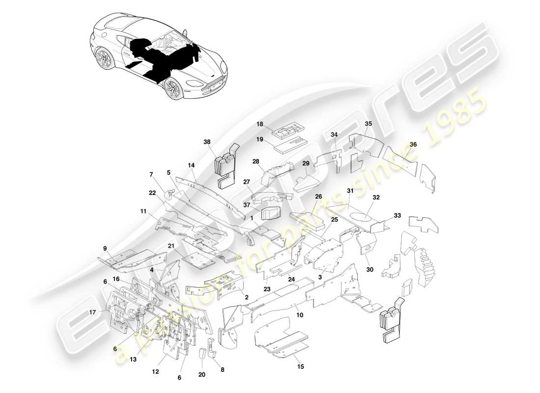 a part diagram from the aston martin v8 vantage (2007) parts catalogue