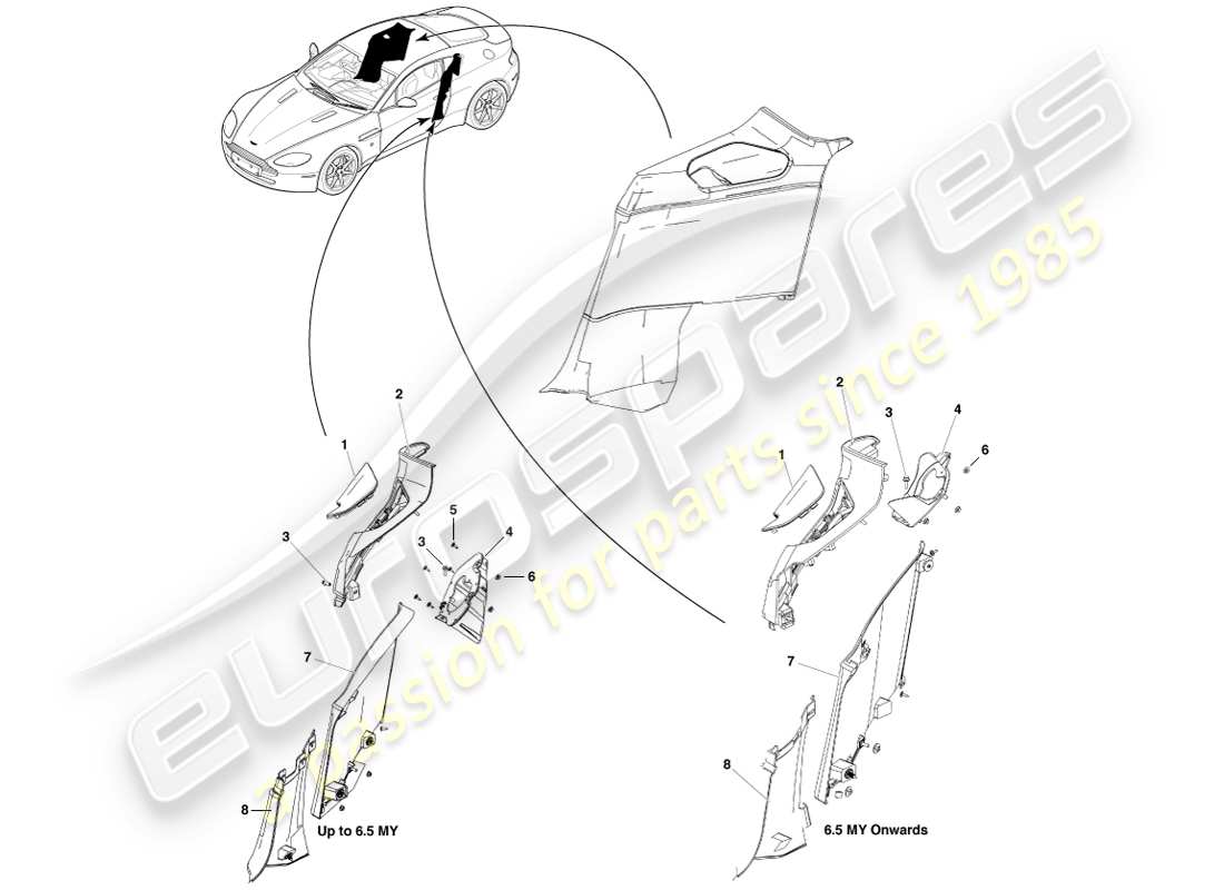 a part diagram from the aston martin v8 vantage (2007) parts catalogue