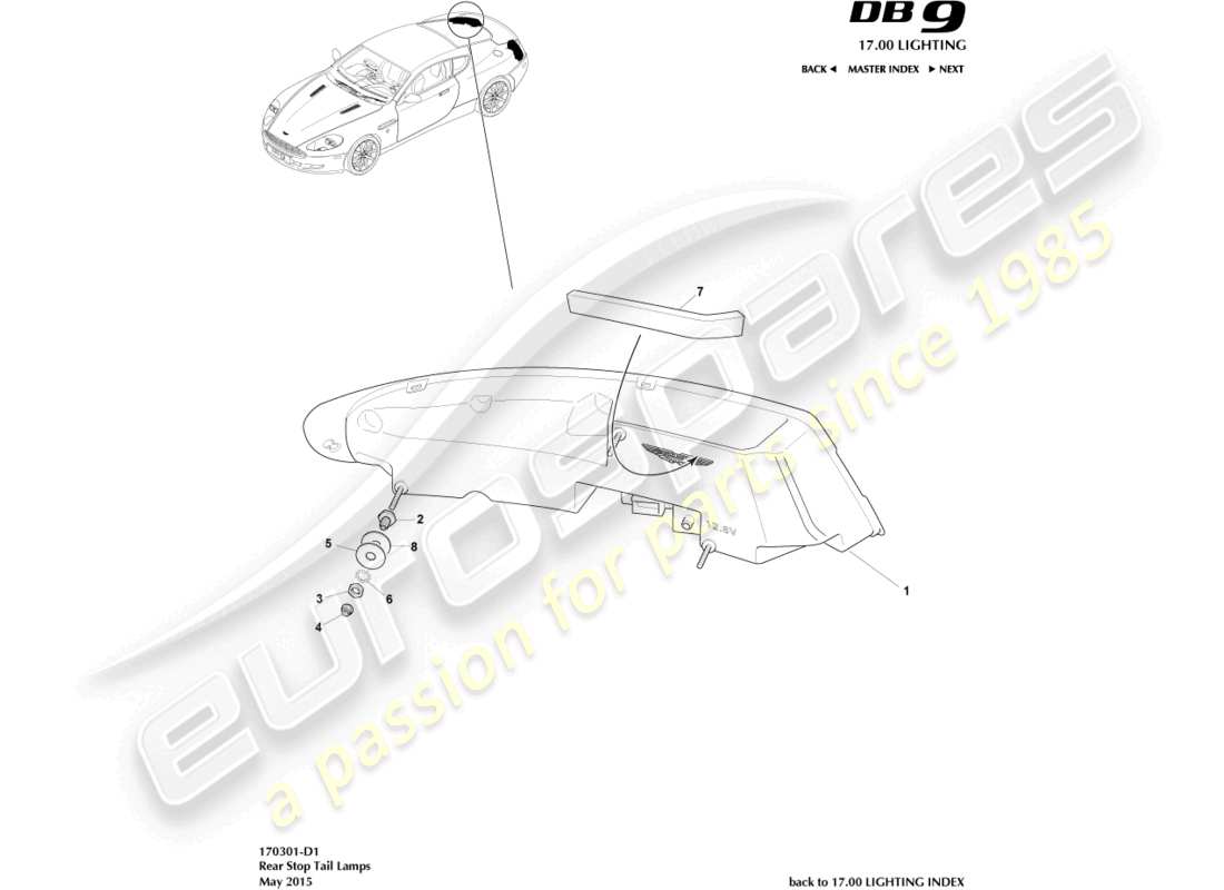 a part diagram from the aston martin db9 (2007) parts catalogue