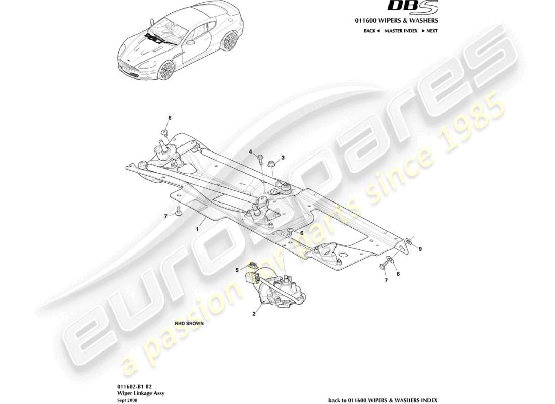 a part diagram from the aston martin dbs parts catalogue