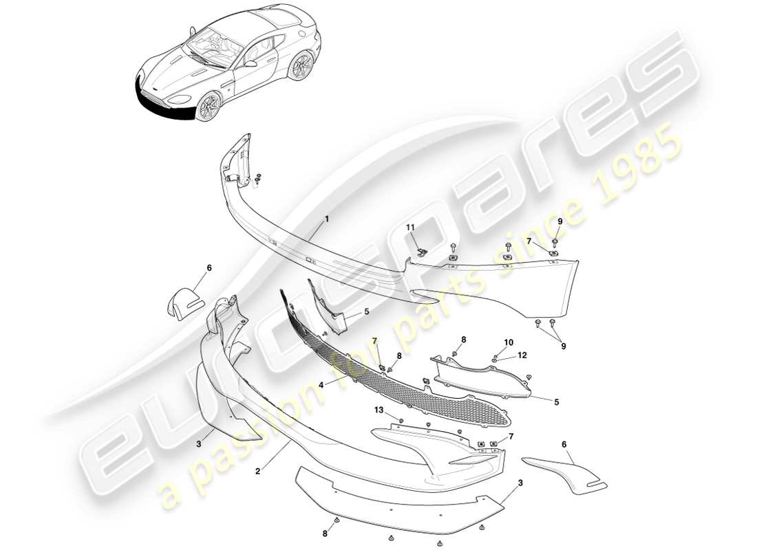 a part diagram from the aston martin v8 vantage parts catalogue