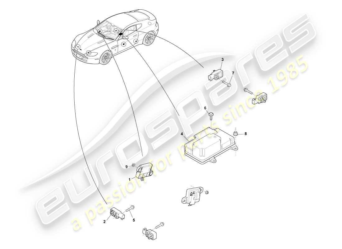 a part diagram from the aston martin v8 vantage parts catalogue