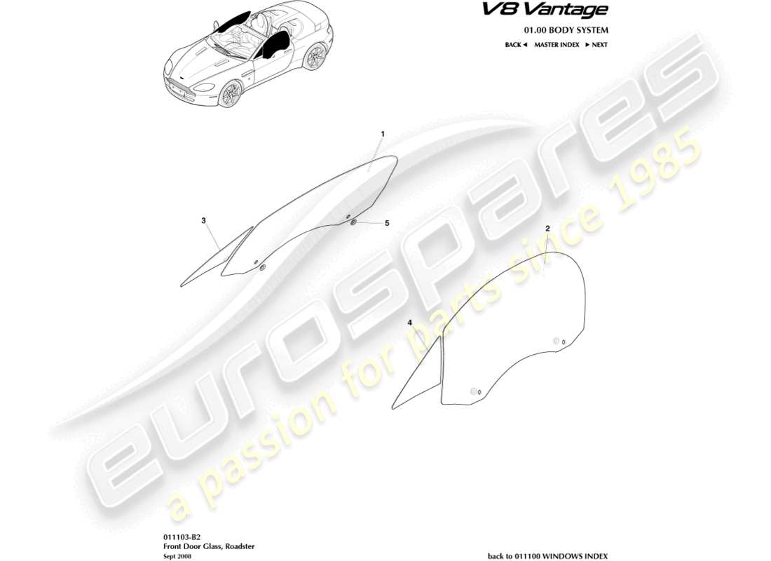 a part diagram from the aston martin v8 vantage parts catalogue