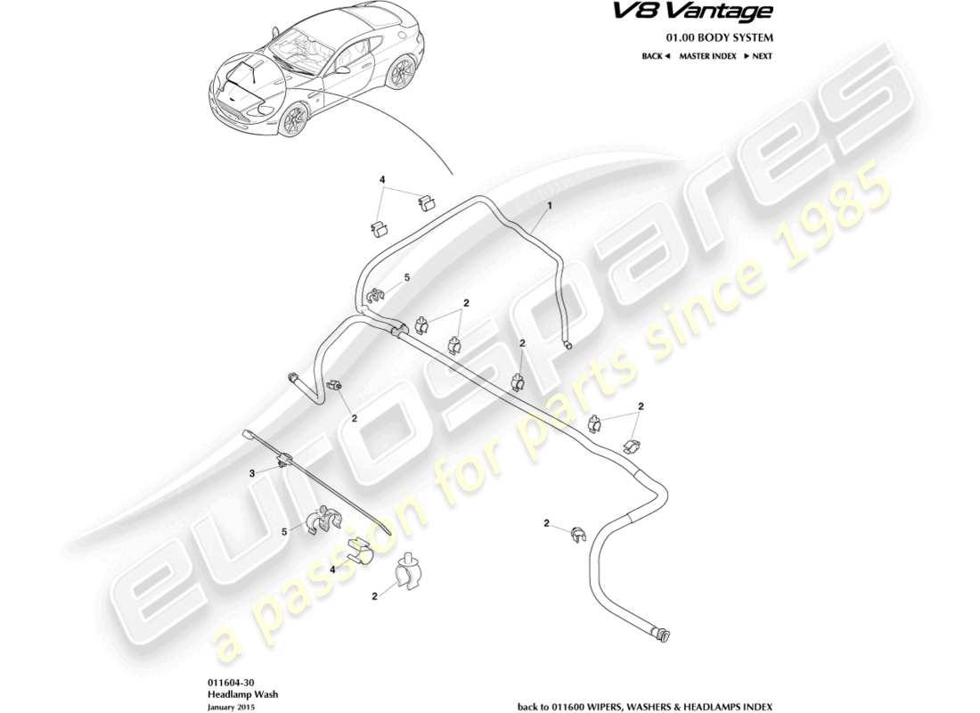 a part diagram from the aston martin v8 vantage parts catalogue
