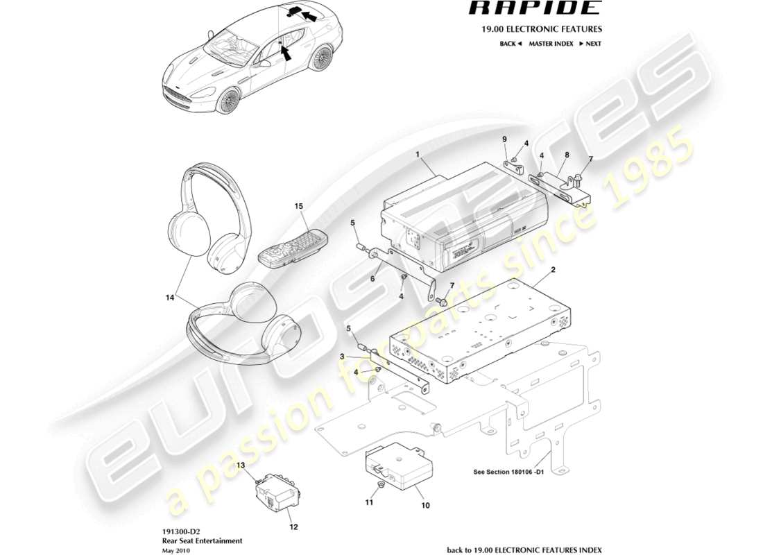 aston martin rapide (2012) rear seat entertainment part diagram