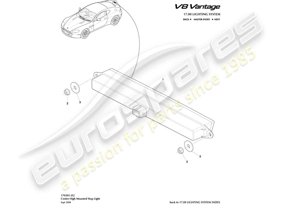 aston martin v8 vantage (2015) high mounted stop light part diagram