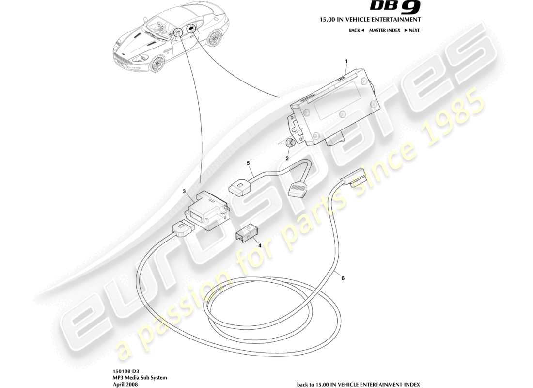 aston martin db9 (2009) mp3 media part diagram