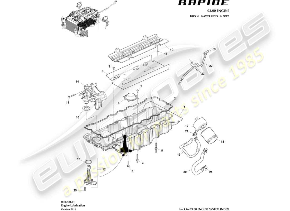 aston martin rapide (2017) engine lubrication part diagram