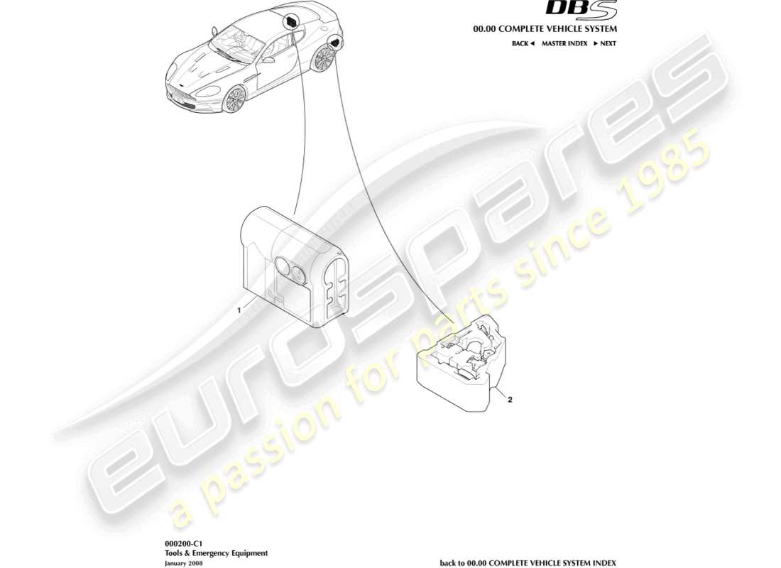 aston martin dbs (2008) emergency equipment part diagram