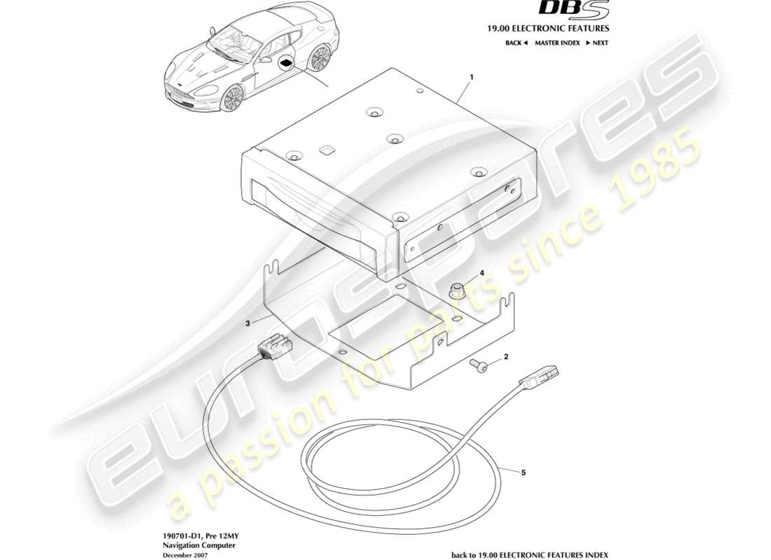 a part diagram from the aston martin dbs parts catalogue