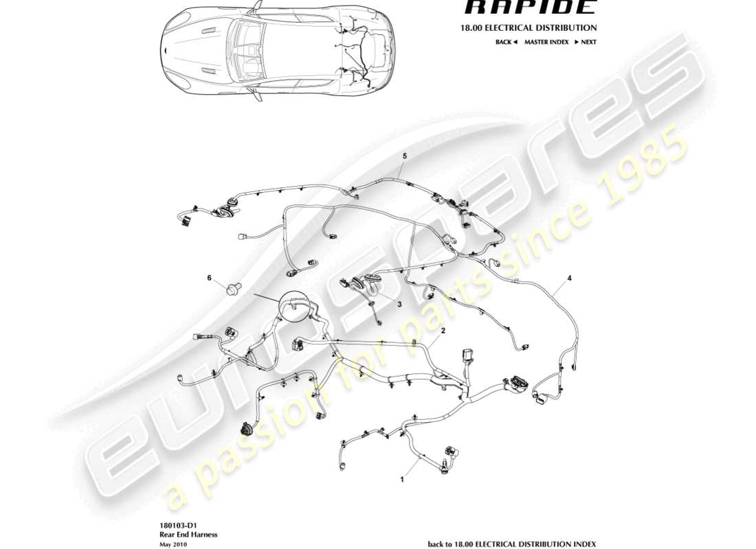 a part diagram from the aston martin rapide (2014) parts catalogue