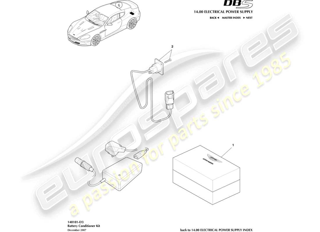 a part diagram from the aston martin dbs parts catalogue