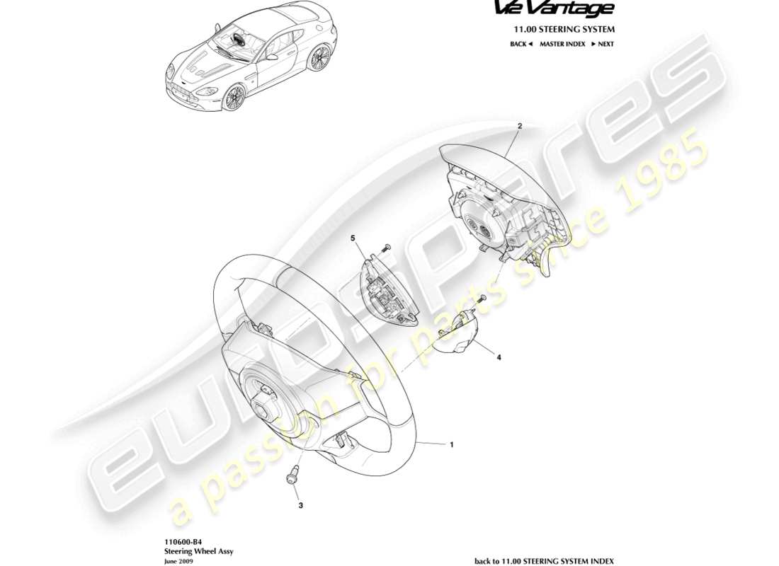 VIEW PARTS DIAGRAMS FROM THE ASTON MARTIN V12 VANTAGE PARTS CATALOGUE a part diagram from the aston martin v12 vantage parts catalogue