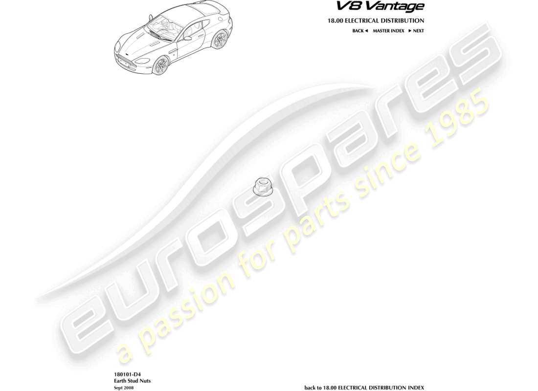 a part diagram from the aston martin v8 vantage (2009) parts catalogue