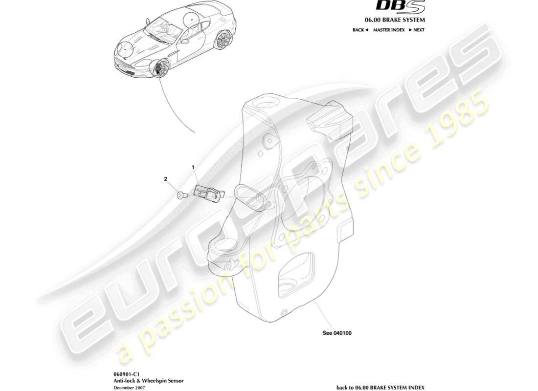 a part diagram from the aston martin dbs parts catalogue