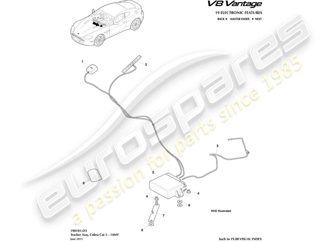 a part diagram from the aston martin v8 vantage (2006) parts catalogue