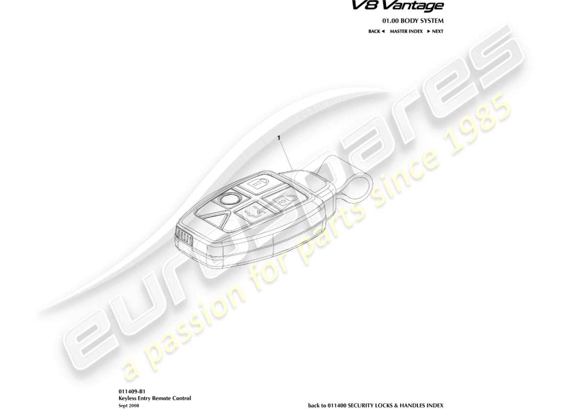 a part diagram from the aston martin vantage gt8 parts catalogue